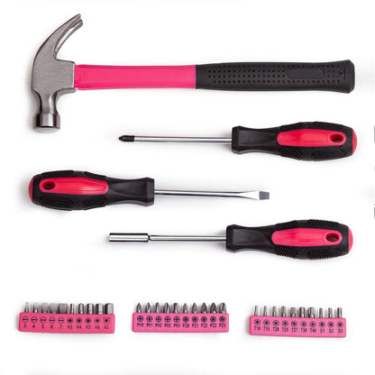 Stylish 148-Piece Pink Tool Set with Durable Plastic Toolbox - Perfect for Every Household!