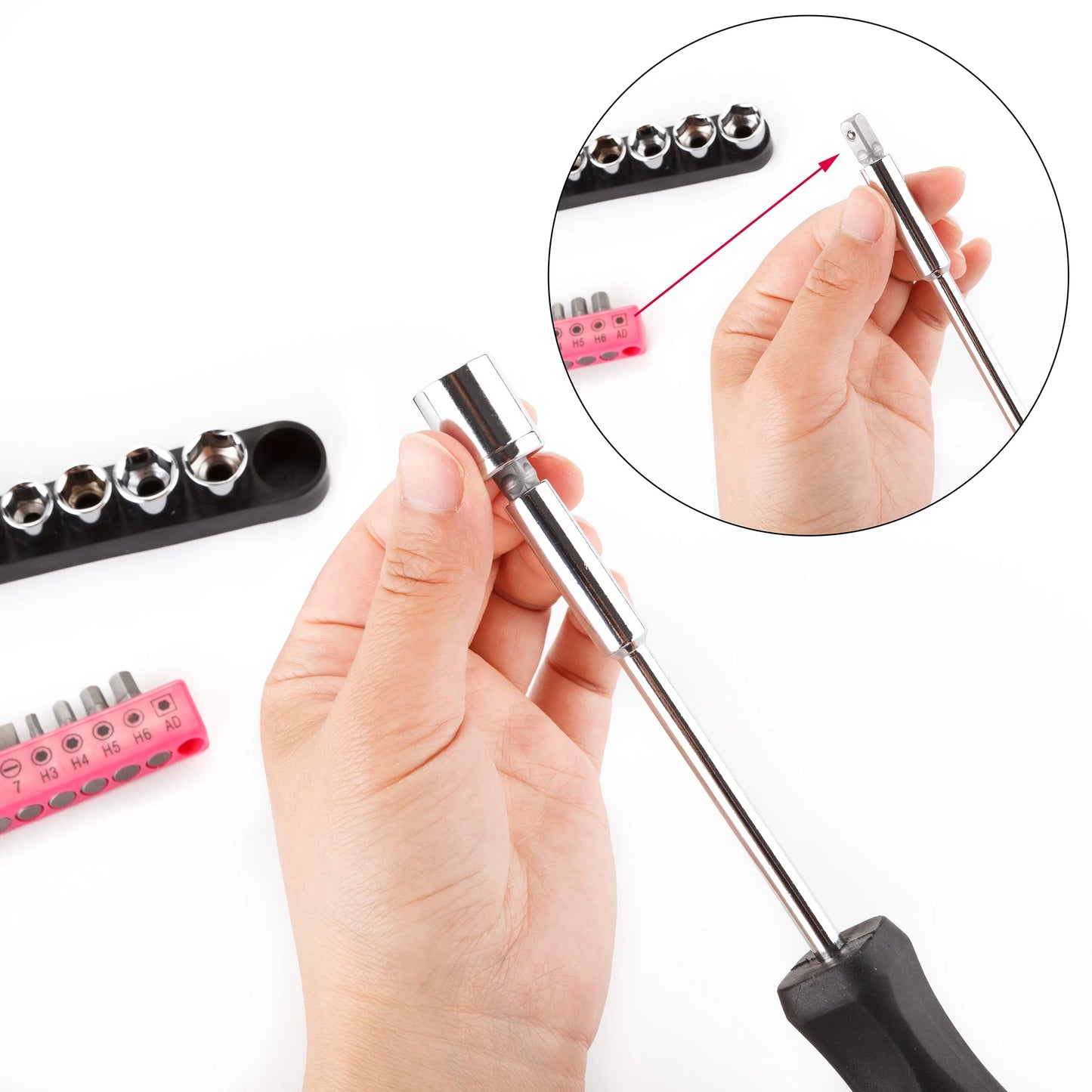 Stylish 148-Piece Pink Tool Set with Durable Plastic Toolbox - Perfect for Every Household!